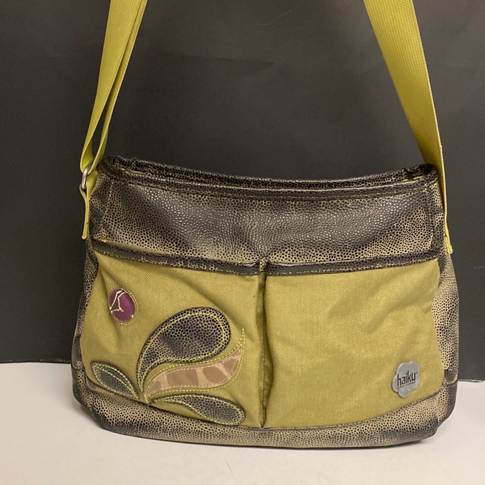 HAIKU Crossbody Messenger Bag Brown Pebbled Purse